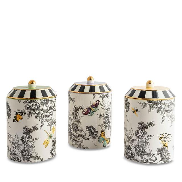MacKenzie-Childs Butterfly Toile Canisters, Set of 3