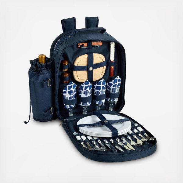 PICNIC AT ASCOT NYLON PICNIC BASKET BACKPACK 4 PERSON FULLY LOADED PICNIC SET Picnic at Ascot, 4-Person Equipped Insulated Folding Picnic  main image 3