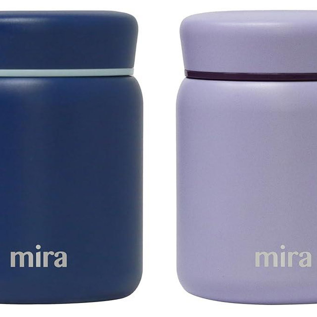 MIRA 2-Pack Food Thermos (17 oz) for Hot and Cold Meals - Insulated Stainless Steel Containers - Admiral Blue & Lavender Violet