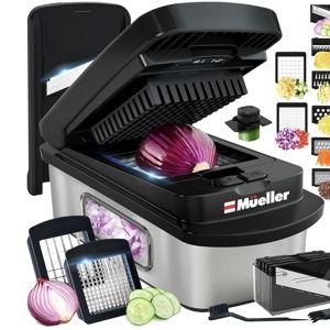 Mueller Pro-Series 10-in-1, 8 Blade Stainless Steel Multi Vegetable Chopper And Mandoline Slicer, Kitchen Tools and Gadgets, Food and Veggie Chopper, Mincer, Dicer, French Fry Cutter, Black
