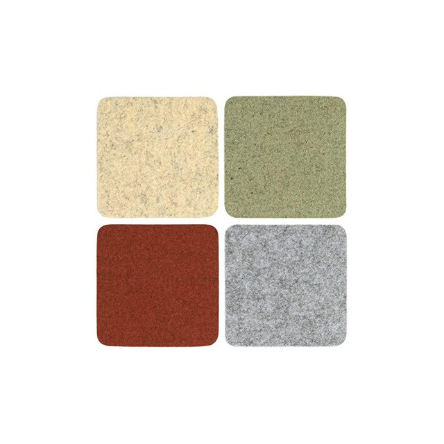 Graf Lantz Bierfilzl Square Felt Coasters - Set of 4-100% Merino Wool - Water-Wicking, Stain-Resistant, Absorbent (Ikebana)