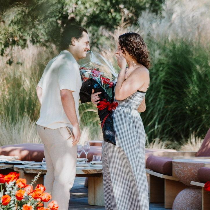 The surprise proposal in Napa, CA where the first thing I asked Aaron was "Where is Louie?!"