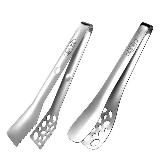 Maphyton 2PCS Kitchen Tongs, 10 Inch New Premium Heavy Duty Stainless Steel Tongs, Heat Resistant Locking Tongs, Multi-Purpose with Mesh Hole Clamp Tongs BBQ Tongs Salad Tongs