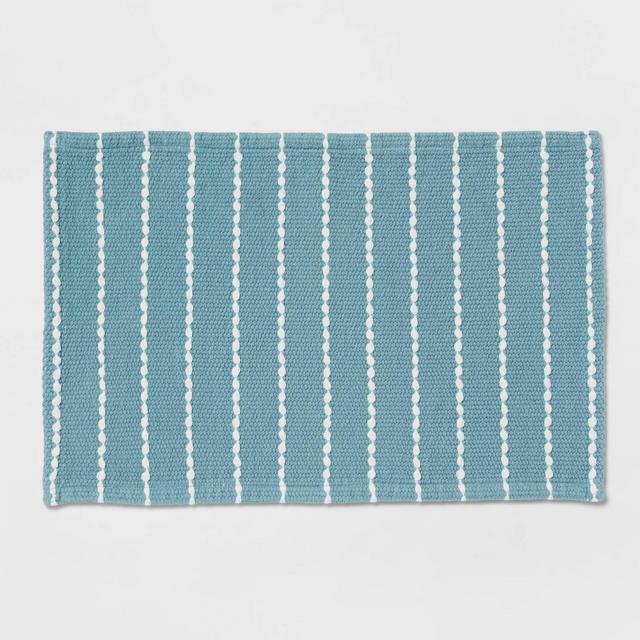 20"x30" Performance Plus Bath Mat Striped Aqua - Threshold™