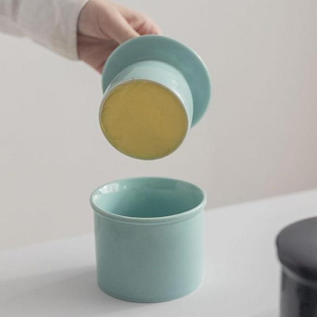French Butter Crock for Counter With Water Line French Butter Dish for Counter (light green)