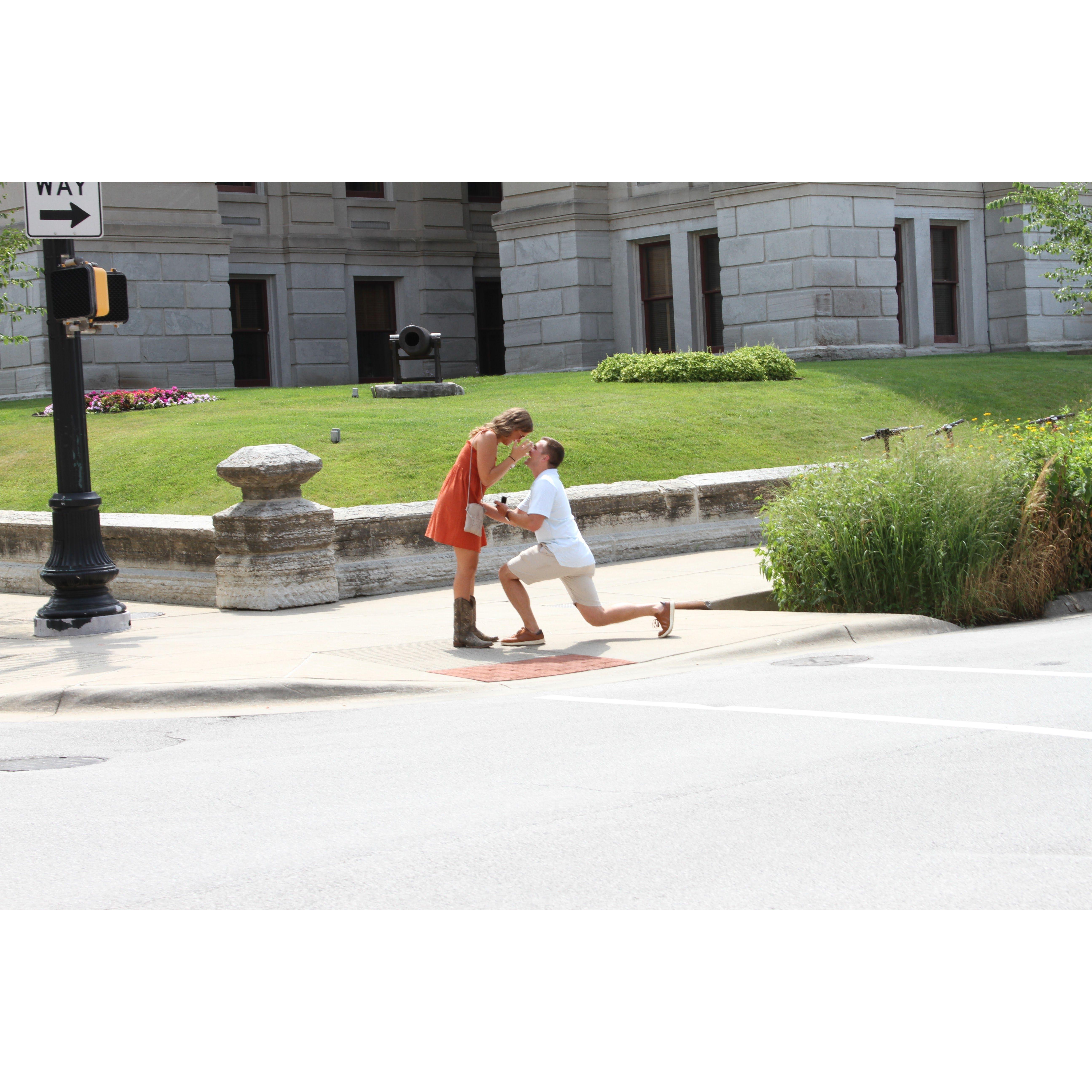 Meanwhile, Matt's sisters were hiding out across the street to capture this amazing moment!