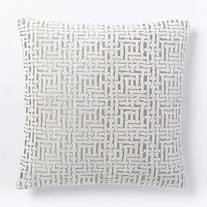Allover Crosshatch Jacquard Velvet Pillow Cover - Stone White