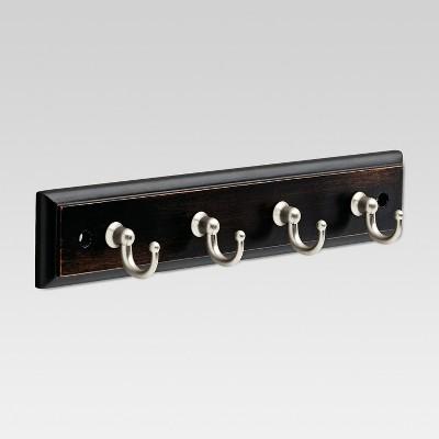 9" Key Rack with 4 Hooks - Black/Nickel - Threshold&#8482;