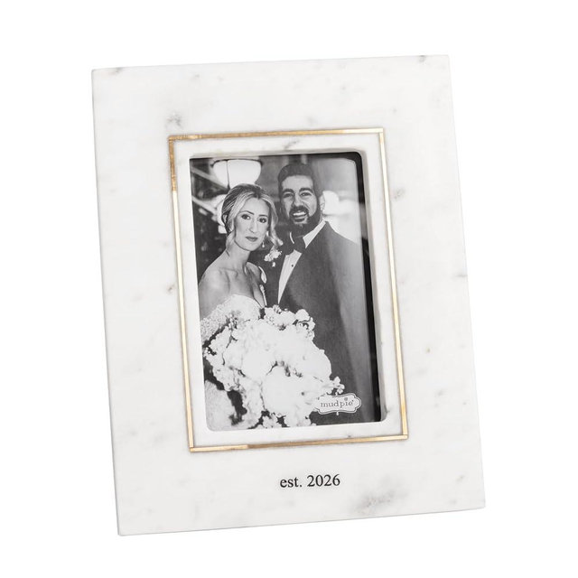Mud Pie White 4X6 Marble Established 2026 Wedding Frame