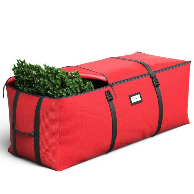 BROSYDA 7.5Ft Christmas Tree Storage Bag, Fit up to Artificial Xmas Trees, with Double Zipper & Buckle Straps, Handles for Easy Carry, 600D Oxford Fabric Waterproof and Dustproof. (Red)