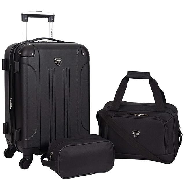 Travelers Club Sky+ Hardside Expandable Luggage Set with Spinner Wheels, Black, 3 Piece