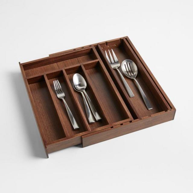 Walnut Expandable Flatware Tray