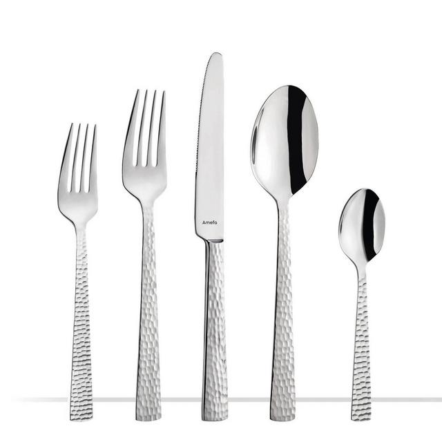 Amefa 20pc Felicity Flatware Set Hammered Stainless Steel