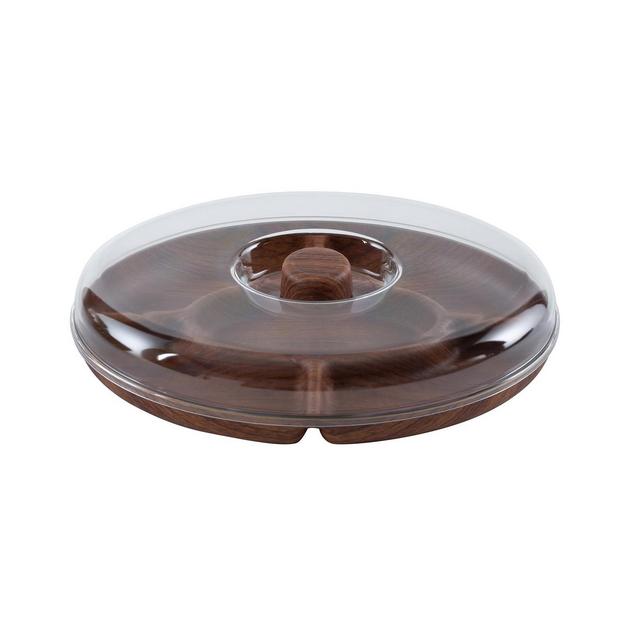 Luxe Party Wood Look 5 Section Serving Tray with Cover