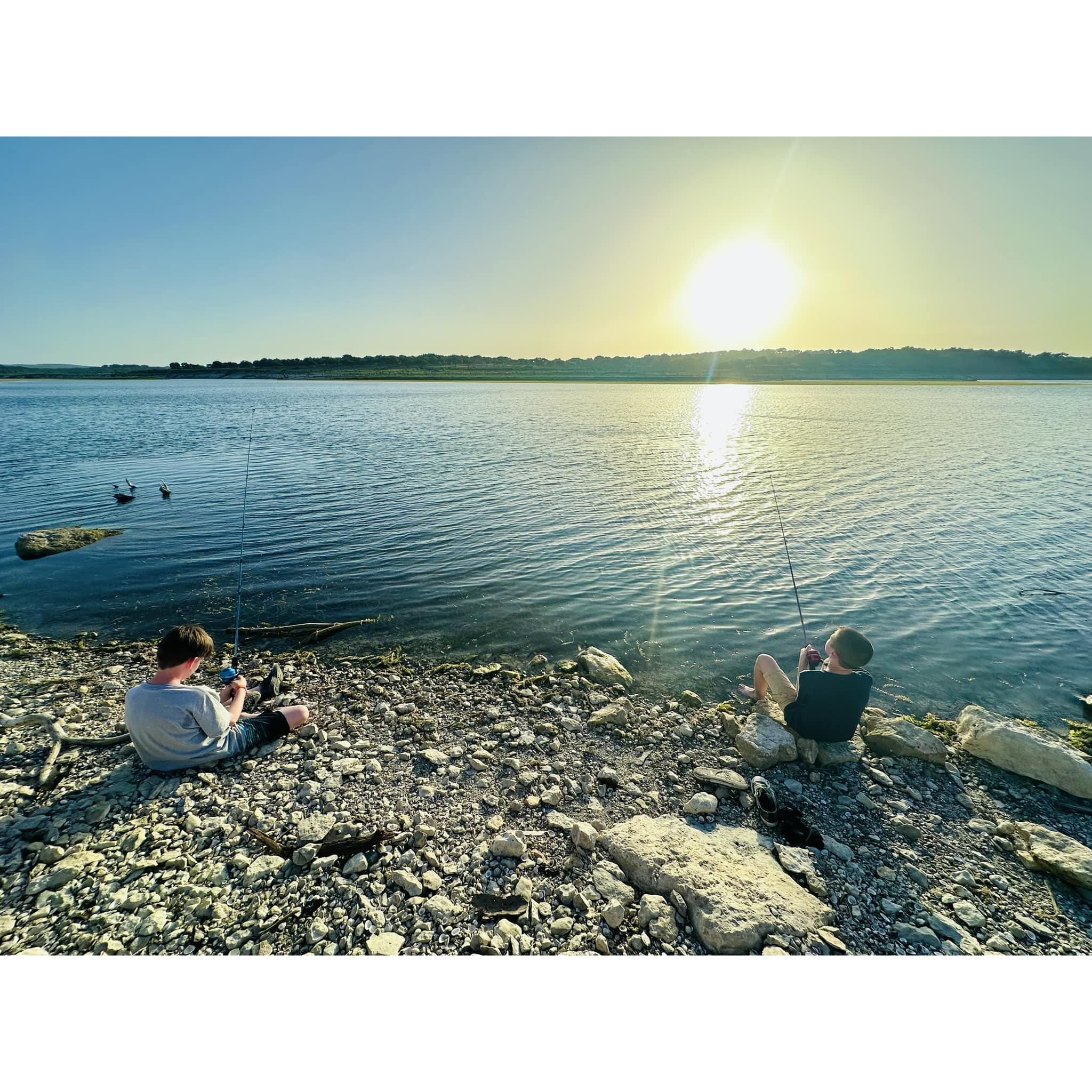 In the summer of 2024, they went back to Canyon Lake, where Aaron and Kathryn taught the boys how to fish. They had never been before!