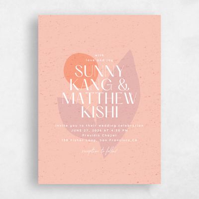 Peach Blush, Orange Wedding Invitation - Rafina Portrait