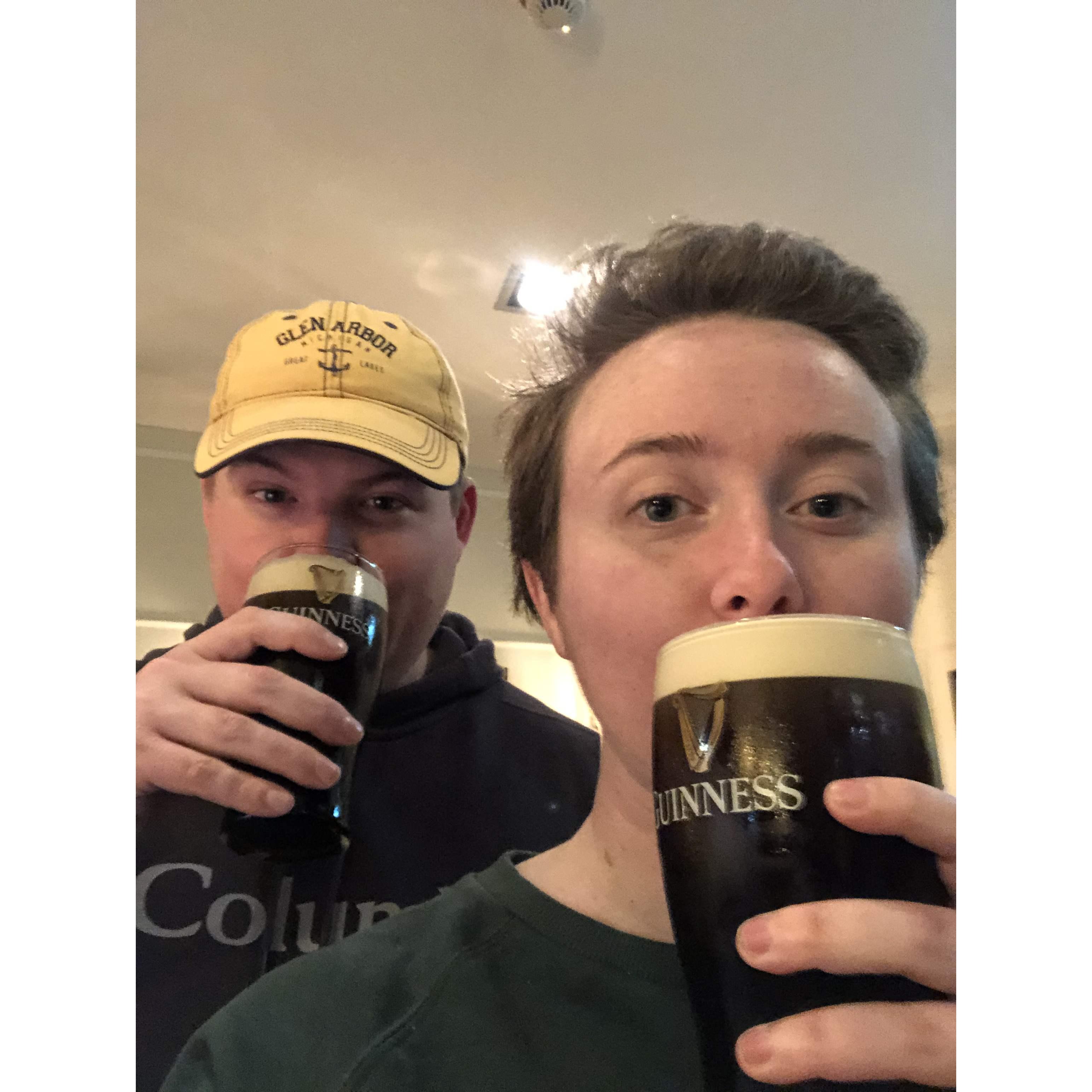 We enjoy some Guinness while driving cross-country in Ireland