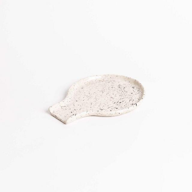 Btw Speckled Spoon Rest Porcelain White 5x5