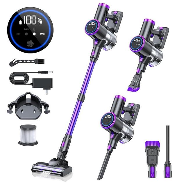 Cordless Vacuum Cleaner, 20KPA Stick Vacuum with LED Display, 2 Modes 6 in 1 Lightweight Cordless Stick Vacuum Cleaner with 40Min Detachable Battery Vacuum Cleaner for Home Hard Floor Car Carpet