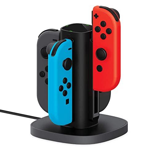 Joy Con Charging Dock for Nintendo Switch by TalkWorks | Docking Station Charges up to 4 Joy-Con Controllers Simultaneously - Controllers NOT Included (Black)
