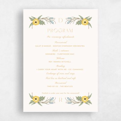 Beige Wedding Program - Jardin