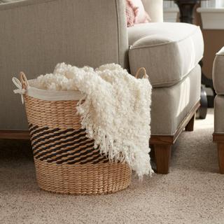 Woven Decorative Basket with Handle & Cotton Liner