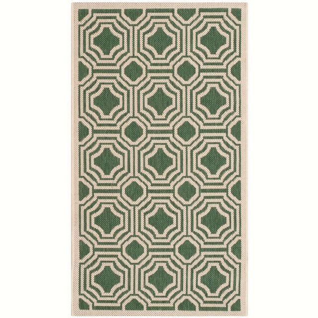 Courtyard CY6112 Power Loomed Indoor and Outdoor Accent Rug - Dark Green/Beige - 2'x3'7" - Safavieh