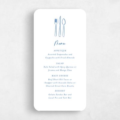 Blue Rounded Wedding Menu - Oia