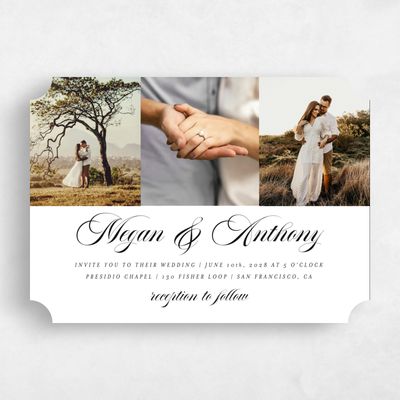 White Ticket Wedding Invitation - Jessenia Multiphoto
