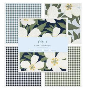 ELYN Swedish Dishcloths, Reusable & Washable Sponge Cloths, Absorbent Cleaning Paper Towels for Kitchen, Dishes, Counters and More, 5 Pack, Assorted Magnolia & Gingham Patterns