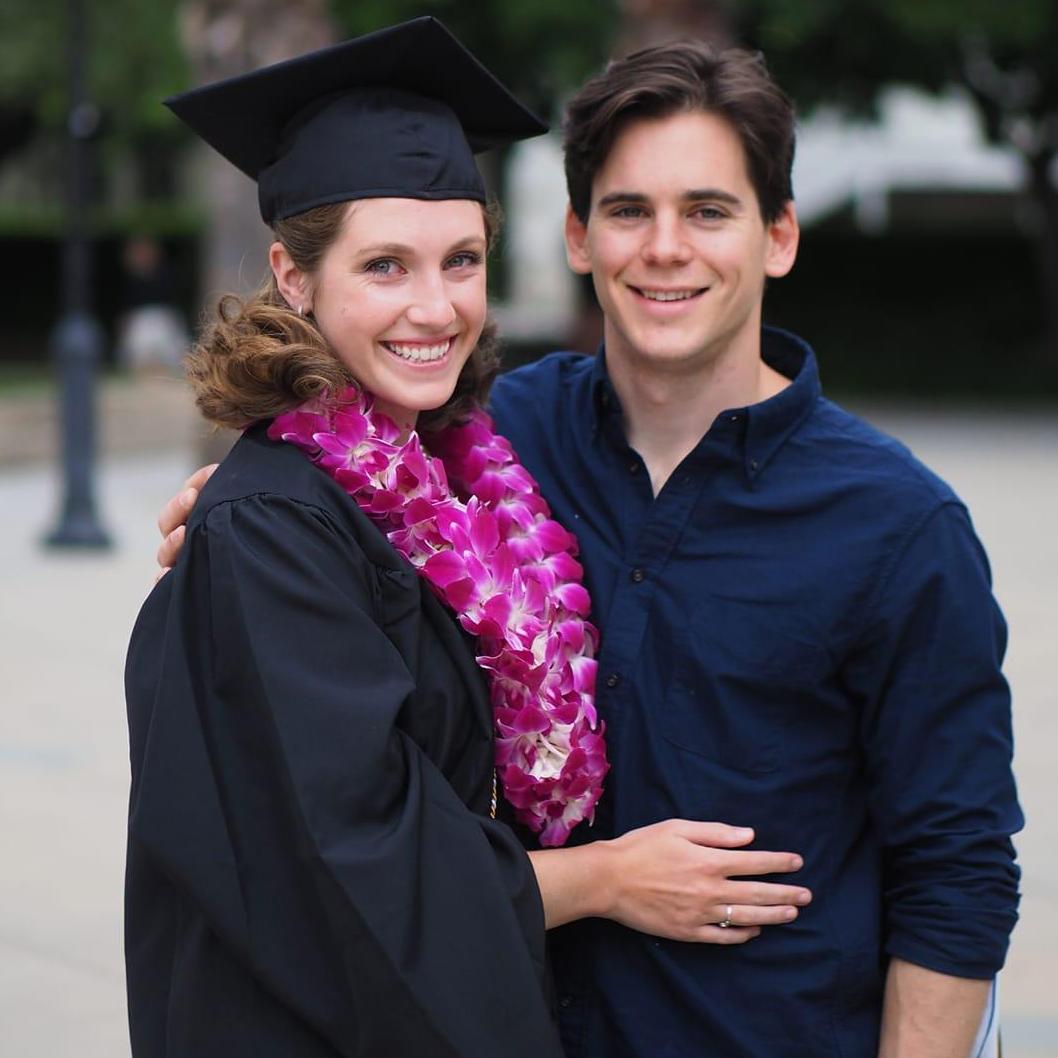 Andrea graduates with her master's in Speech Language Pathology. In her gratitude slide at the ceremony, she thanks John for the copious amounts of tea he brewed for her those 3 years.