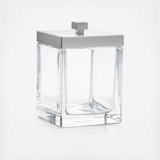 Stretten Nickel Trim Glass Bathroom Canister