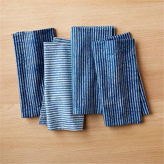 Set of 4 Indigo Stripe Napkins