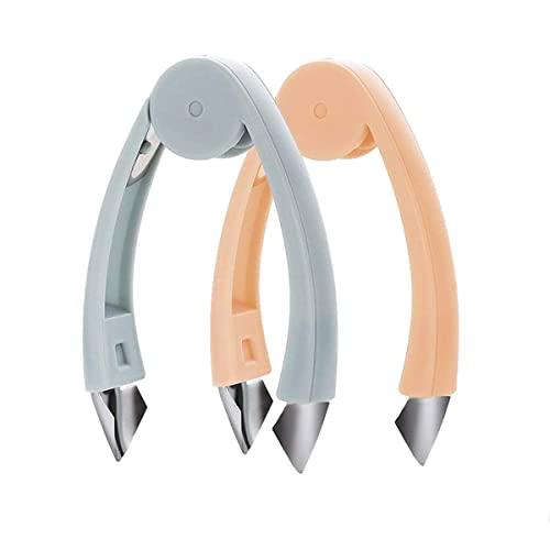 Luckycivia 2 Pack Strawberry Huller, Top Stem Remover, Potatoes Tomato Pineapples Picker, Fruit and Vegetable Core Remover Kitchen Gadget (Pink and Blue)