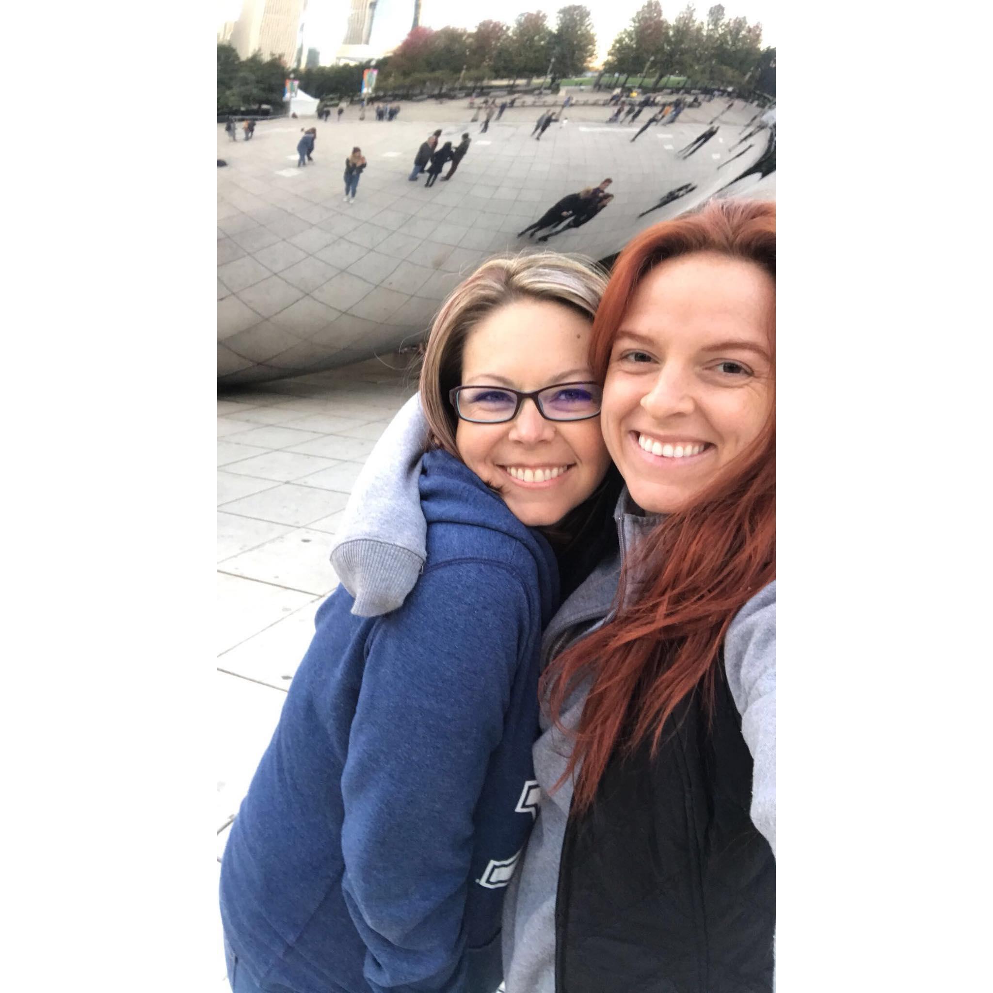 Amy & Mandy at the Bean in Chicago, IL, before a weekend in Ireland, celebrating Mandy's birthday!