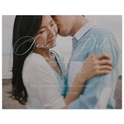 Light Teal, Blue Wedding Digital Save the Date - Opaline Photo