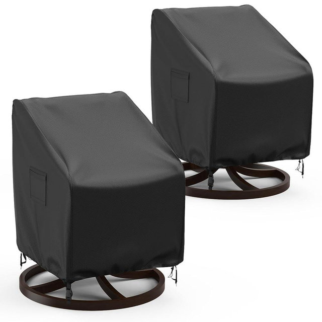 BROSYDA Outdoor Swivel Lounge Chair Cover, 2 Pack Waterproof Outdoor Chair Covers, Heavy Duty Patio Chair Covers for Outdoor Furniture, 30" W×34" D×38.5" H, Black