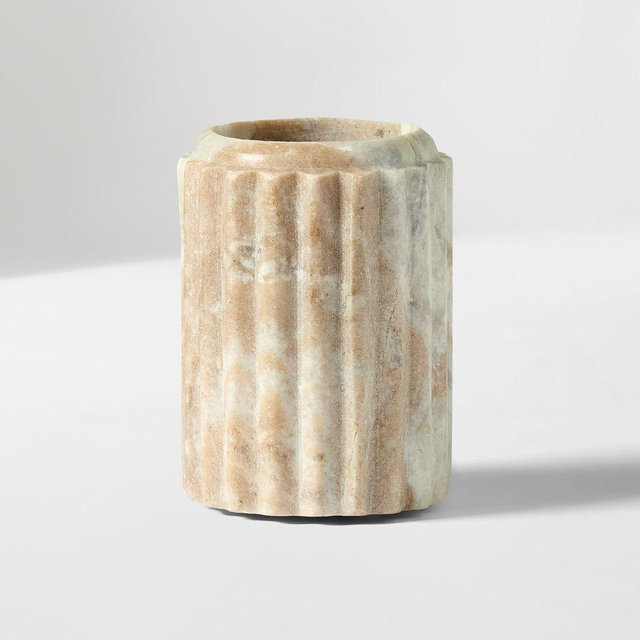 Fluted Marble Bath Accessories, Toothbrush Holder, O/S, Marble Toronto