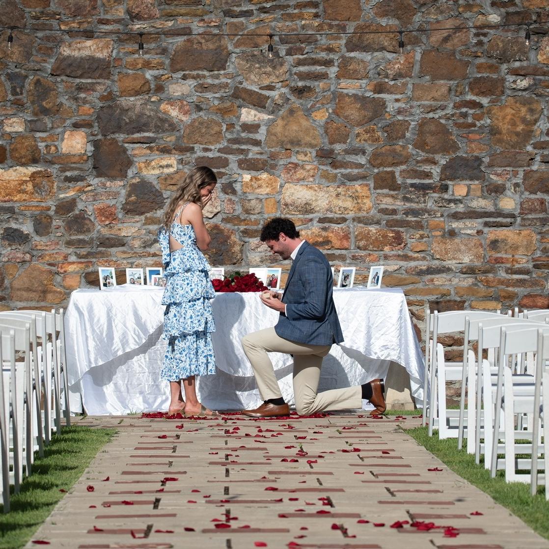 7/18/2025- Photo from the proposal at Sassafras Springs Vineyard and Winery in Springdale, Arkansas.