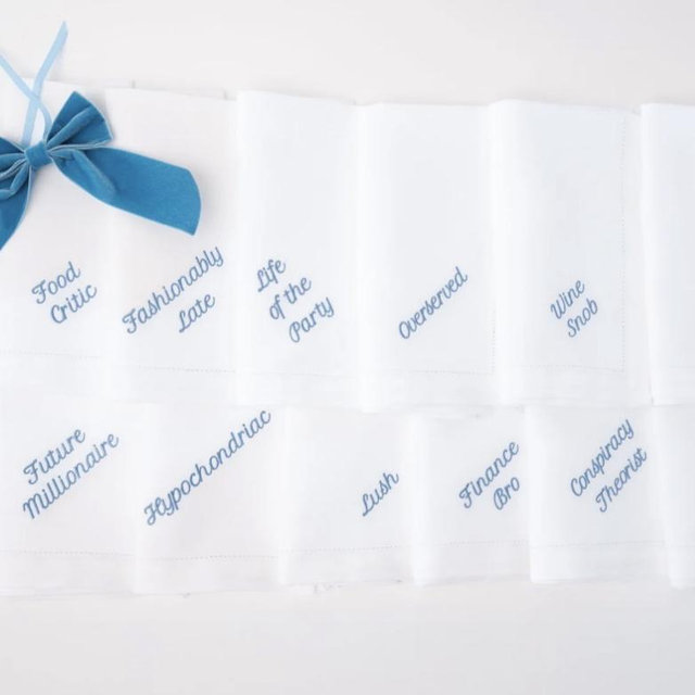 Embroidered Dinner Napkins — No Reservations