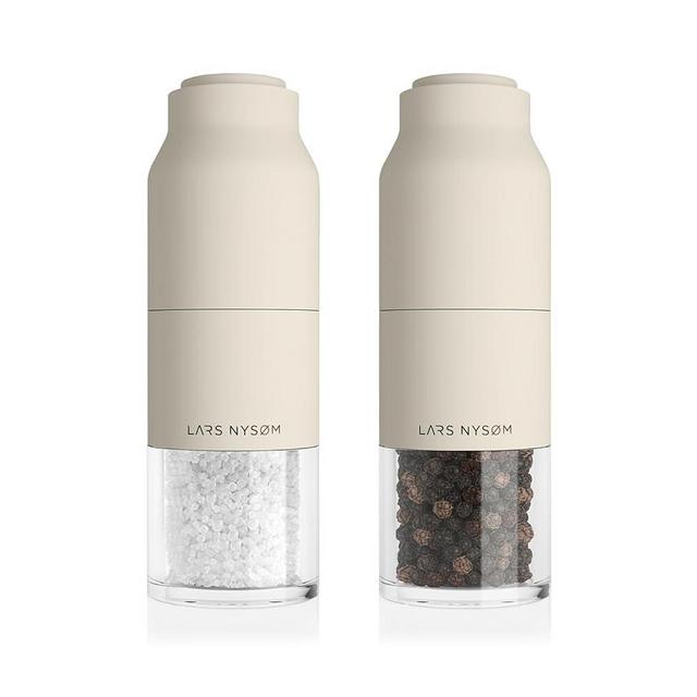 LARS NYSØM Stainless Steel Salt and Pepper Mill Set with Adjustable Ceramic Grinder I Manual Spice Mill Set (Buttercream)
