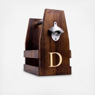 Personalized Rustic Craft Beer Carrier with Bottle Opener