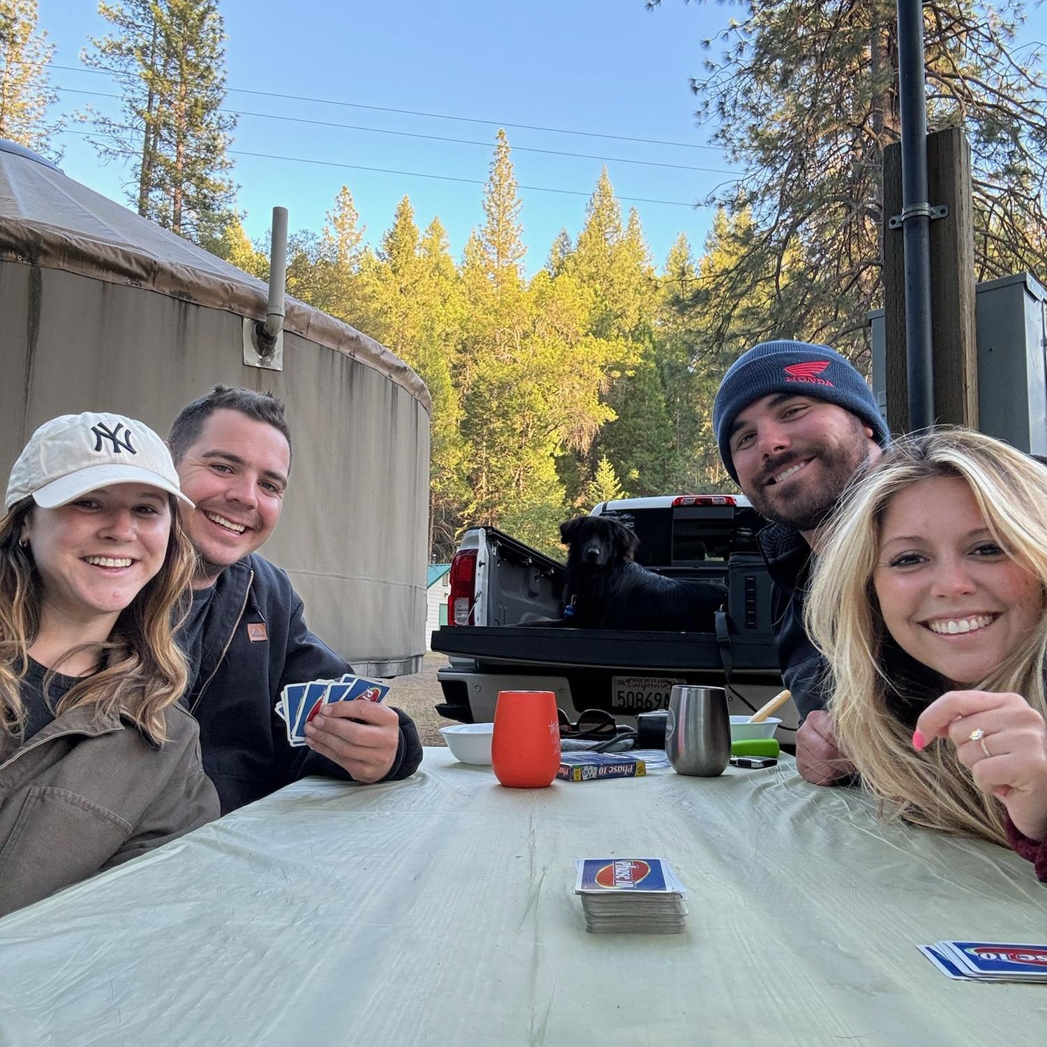 Post proposal back at the Yurt with Jeffrey, Jenn and Bear!