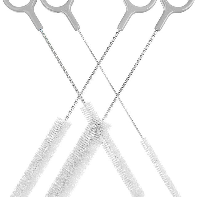 Buenalife Heavy Duty Cleaning Brushes Set of 4 - Extra Long Straw Cleaners for Metal and Plastic Reusable Drinking Straws, to Clean Small Spaces, Sippy Cups, Water Bottles - Sturdy Hard Brush Bristles