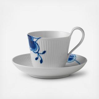 Blue Fluted Mega Cup & Saucer