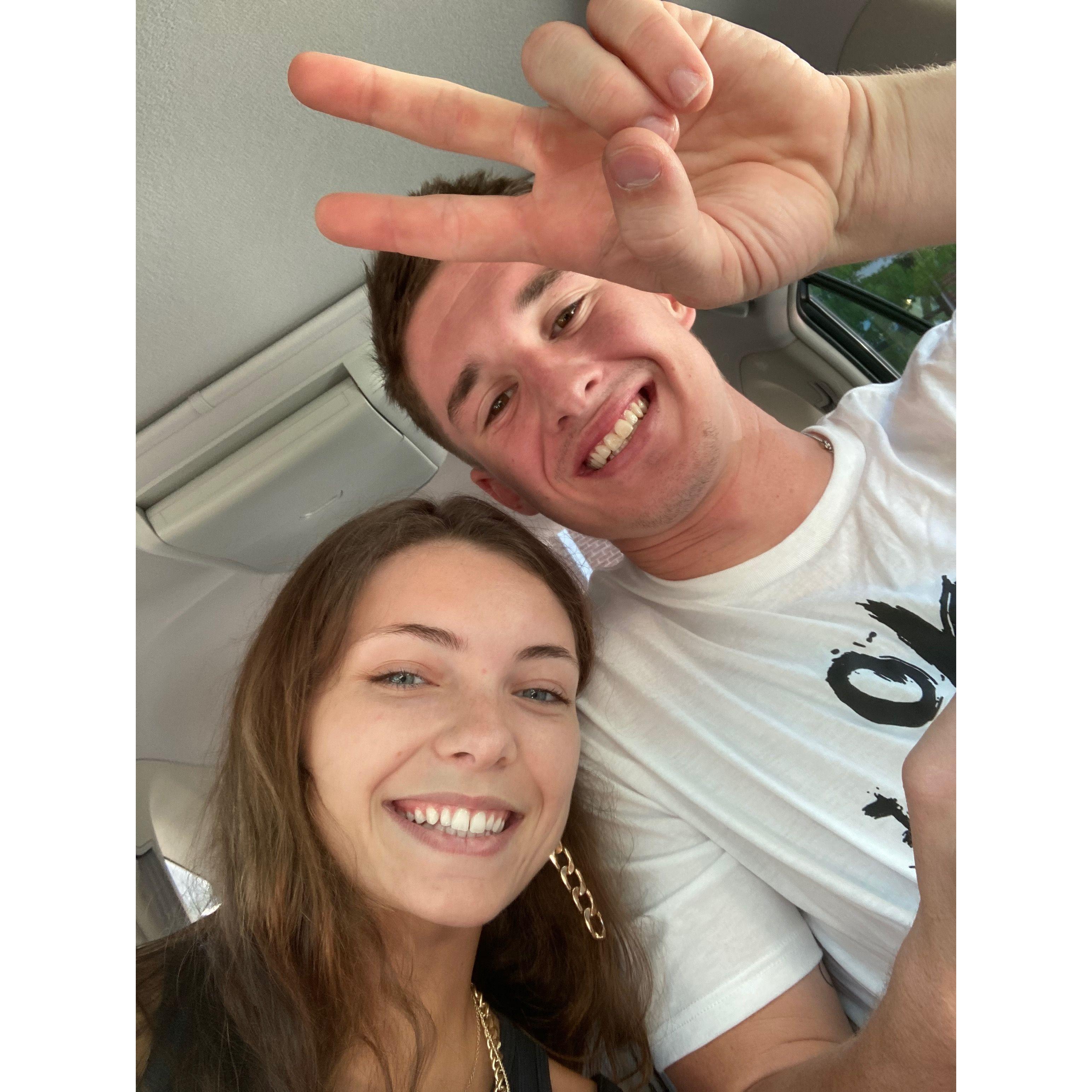 Jack's signature pose is the peace sign