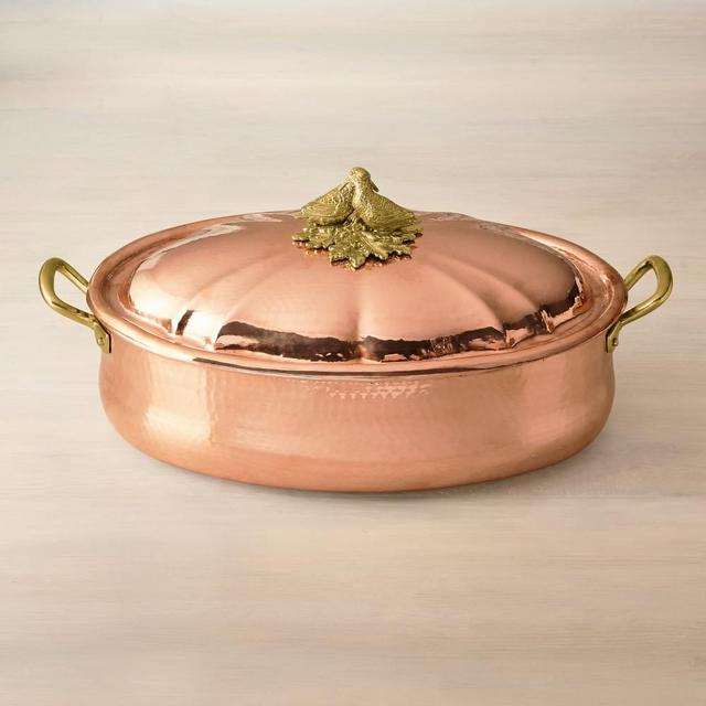 Ruffoni Historia Hammered Copper Casserole with Lovebirds Knob, 13.75 qt