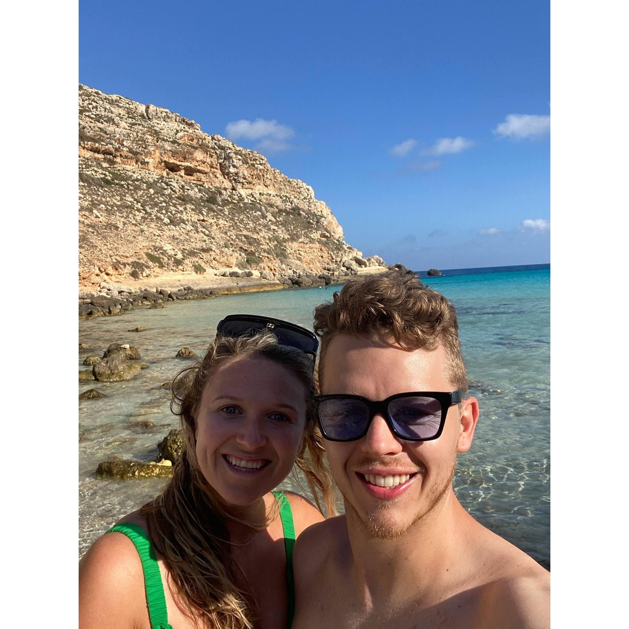 On the beach in Lampedusa, Italy.