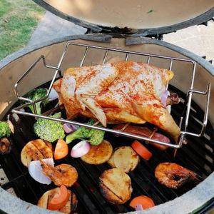 Turkey Roasting V Rack for Big Green Egg, Stainless Steel Rib Racks for Smoking and Grilling, Turkey Roaster Racks for Roasting Pan, for Kamado The Joe, Char-Griller Akorn, etc