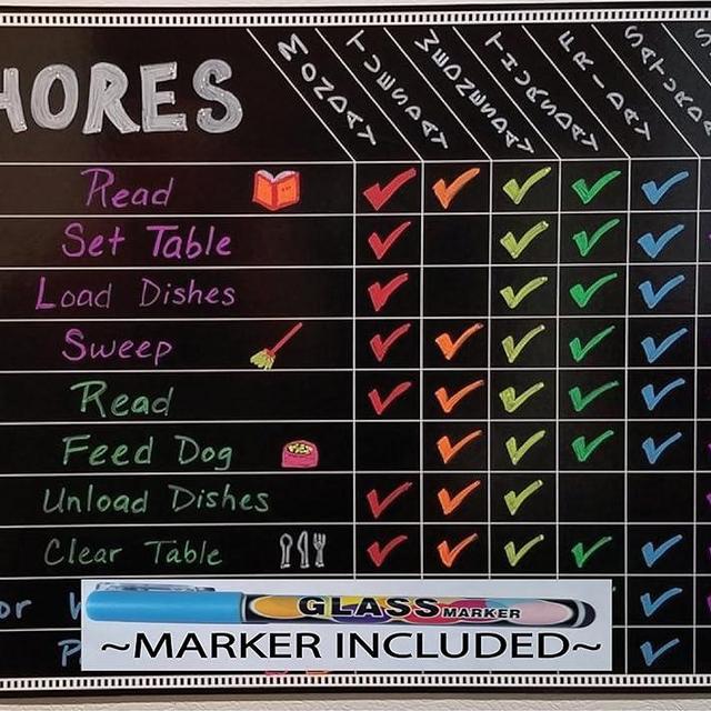 Chore Board | 12x17 Magnetic Dry Erase Chore Chart Reward Chart for Kids and Adults with Vibrant Liquid Chalk Marker | Chore Chart for Kids Multiple Kids
